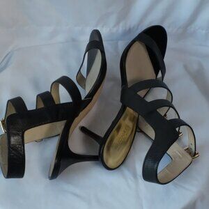 Michael Kors Black Leather Elegant Strappy Heels, Sz. 9.5